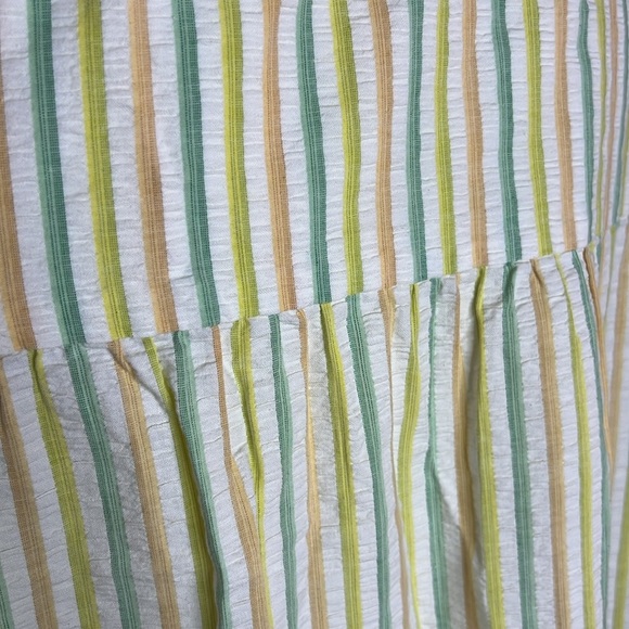 Vintage 60s 70s Seersucker House Coat Striped Lounge Dress Ric Rac Trim Mumu - Picture 8 of 14